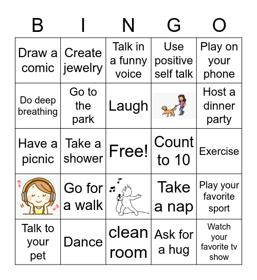 Coping Skills Bingo Card