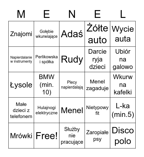 Park żula Bingo Card