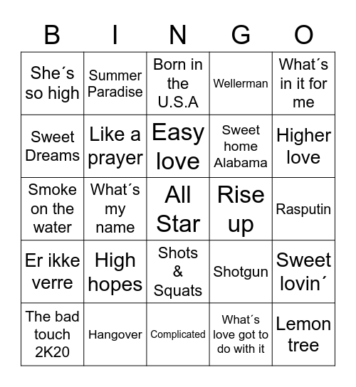 Tuesday Tunes 11 Bingo Card