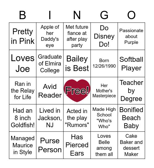 Once you get a bingo, call out Bingo Card