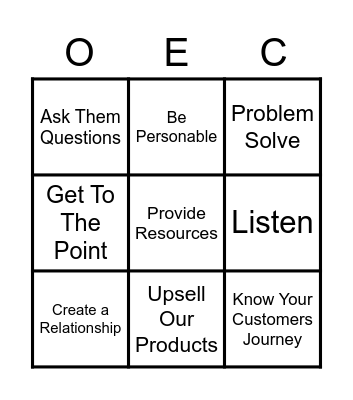 Customer Engagement Bingo Card