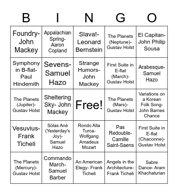 Pride & Joy Music Bingo! Bingo Card