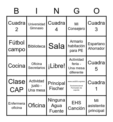 EHS Open House BINGO Card