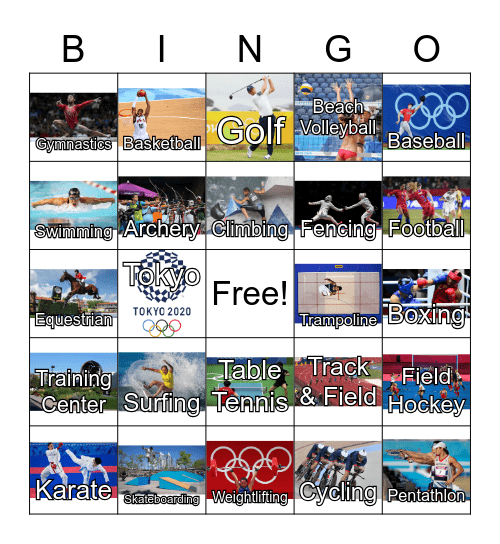 Olympics Bingo Card