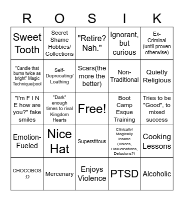 Rosik Bingo Card