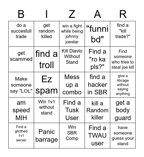 YBA BINGO Card