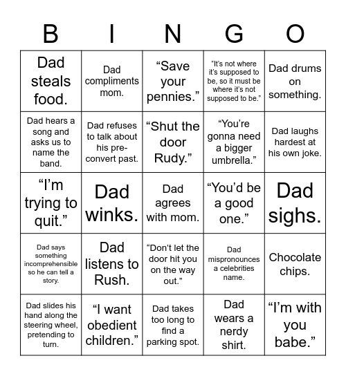 DADISMS Bingo Card