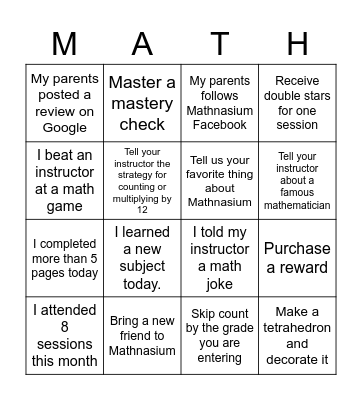 Back to School Bingo Card