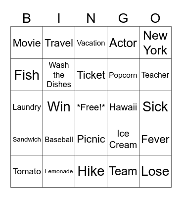 ASL Bingo Review! Bingo Card