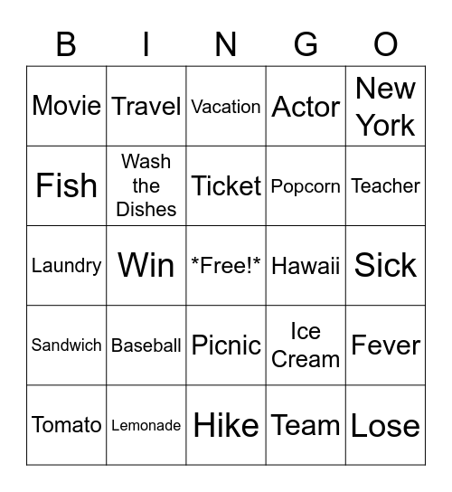 ASL Bingo Review! Bingo Card