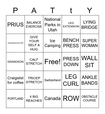 ALL ABOUT PATTY Bingo Card