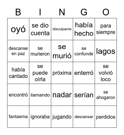 LA LLORONA 2 Bingo Card