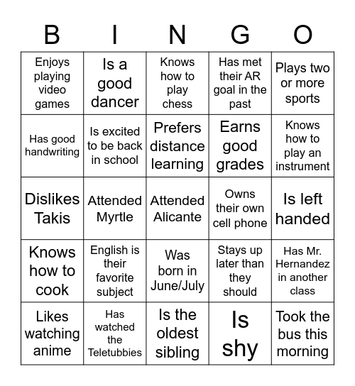 Untitled Bingo Card