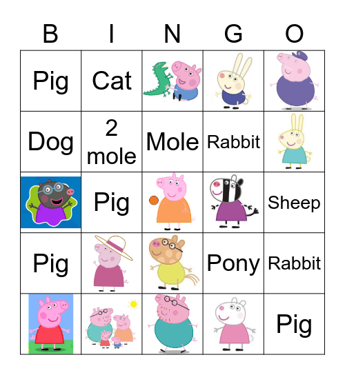 Peppa Pig Bingo Card