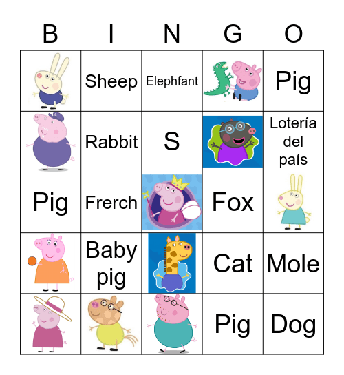 Peppa Pig Bingo Card