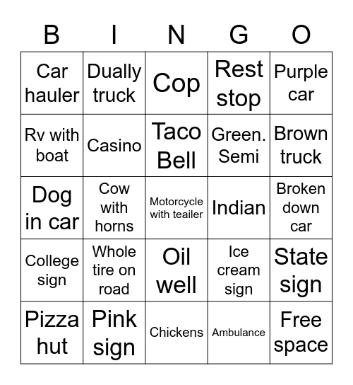 Going to Texas Bingo Card