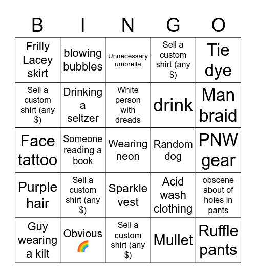 CUSTOM CONTEST Bingo Card