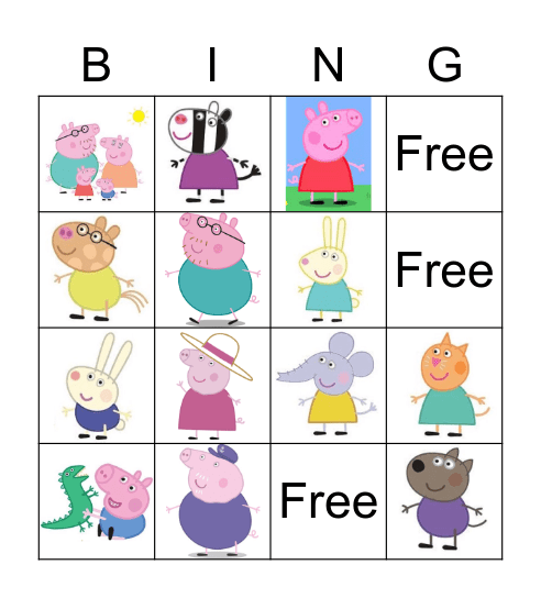 Peppa Pig Bingo Card