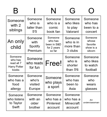 Diversity Bingo Card