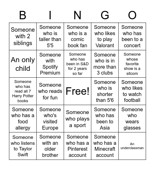 Diversity Bingo Card