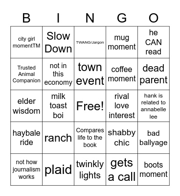 Love at the Ranch Bingo Card