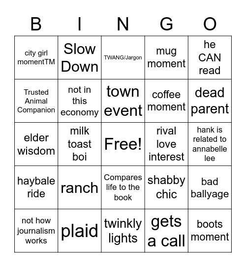 Love at the Ranch Bingo Card