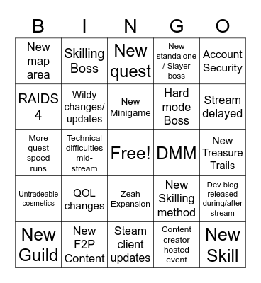 Kinta's OSRS Winter summit 2022 Bingo Card