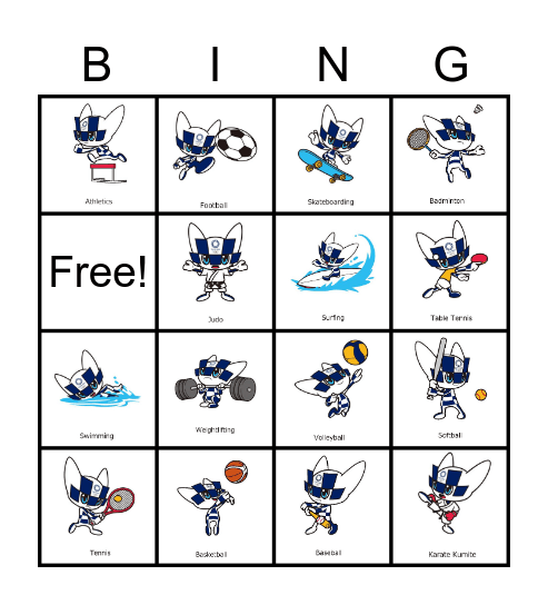 2021 Olympics Bingo Card