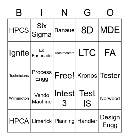 iLearn Bingo Card