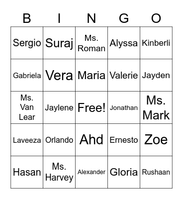 Summer Program Bingo Card