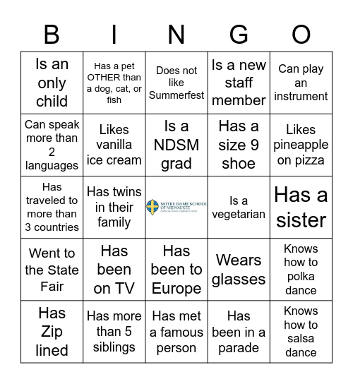 Mix it Up! Bingo Card