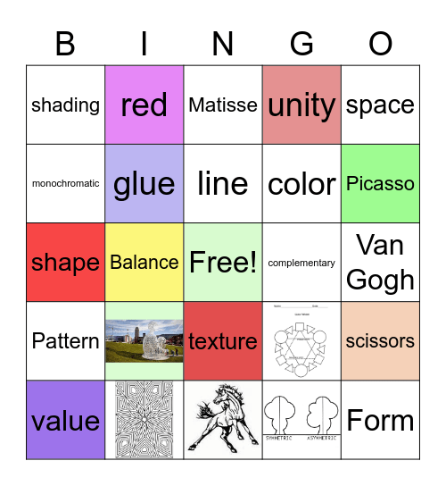 Mrs. Byrd's Art Bingo Card