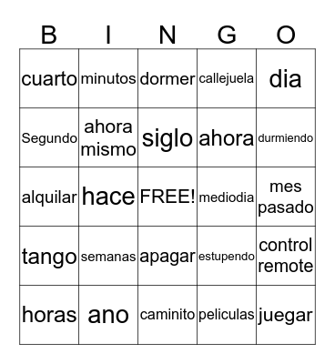 El tiempo libre Bingo Card