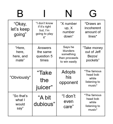 Hikaru Bingo Card