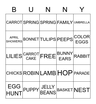 BUNNY BINGO! Bingo Card