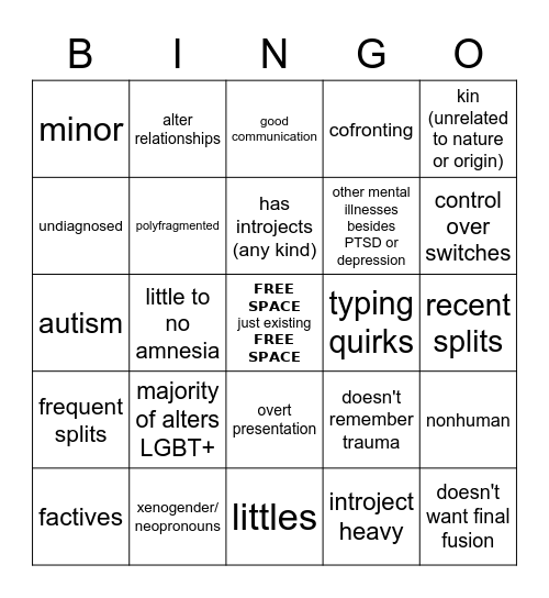 things people get fakeclaimed for Bingo Card