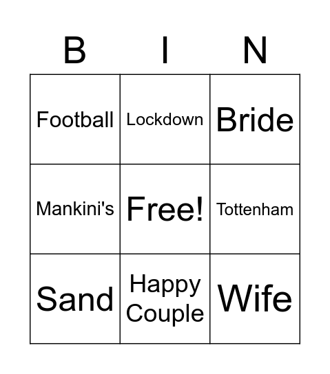 Marcus & Nikie's Wedding Card Bingo Card