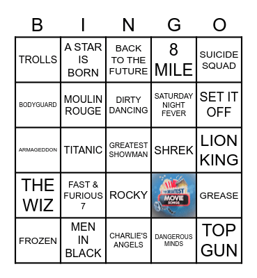 GREATEST MOVIE SONGS   1 Bingo Card