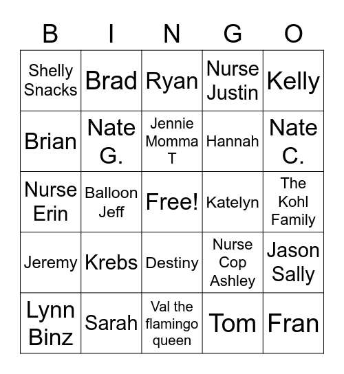 Thrive Volunteer Bingo Card