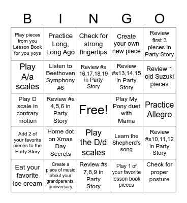 Anjanna’s Summer Bingo Card
