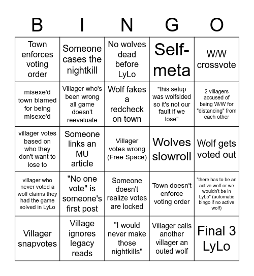 LyLo Bingo Card