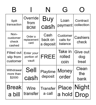 Ocean Shores Tellers Bingo Card