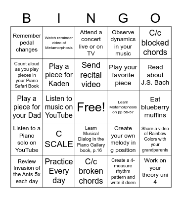 KOSI’S AUGUST BINGO Card