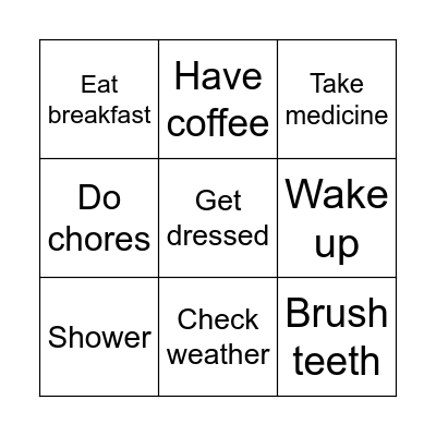 Morning Routine Bingo Card