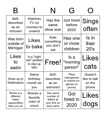 Find Someone Who: Who's at the YWCA? Bingo Card