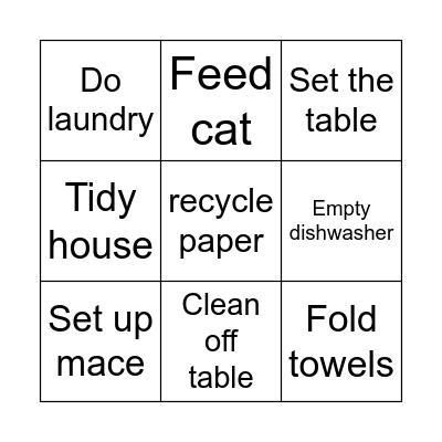 Afternoon Routine Bingo Card