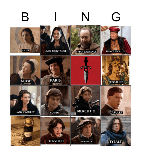 ROMEO & JULIET Bingo Card