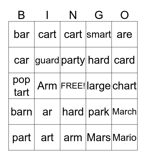 ar BINGO Card