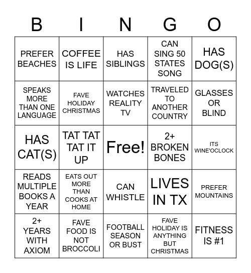 TEAM BUILDING BINGOOOO Bingo Card