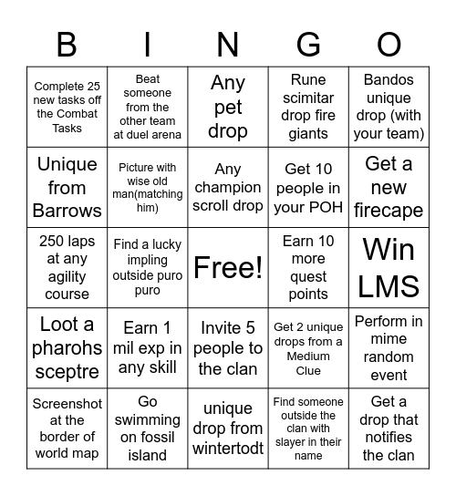 S1ayers Bingo Week Bingo Card